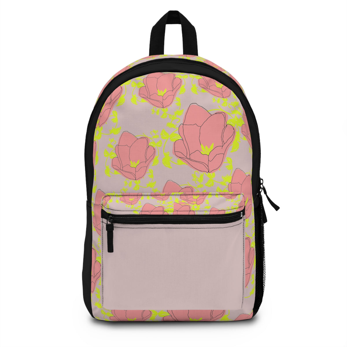 Floral 'Thank You' Backpack – Pink Tulip Pattern, Cute Spring Daypack