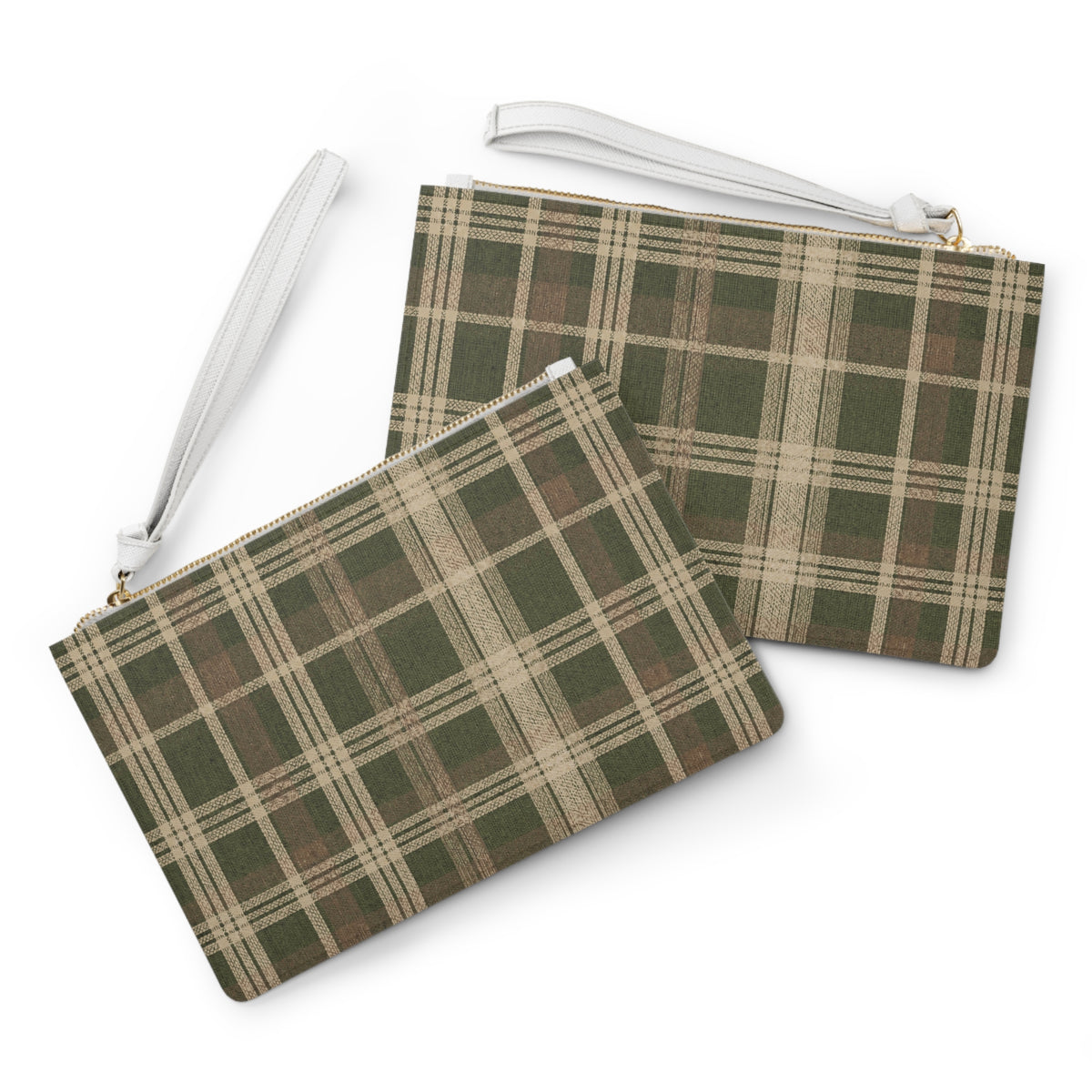 Plaid Clutch Bag — Olive Green Tartan Wristlet for Fall & Everyday