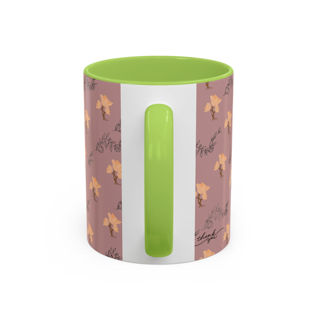 Pink Floral Accent Coffee Mug — Retro Bloom Pattern (11/15oz)