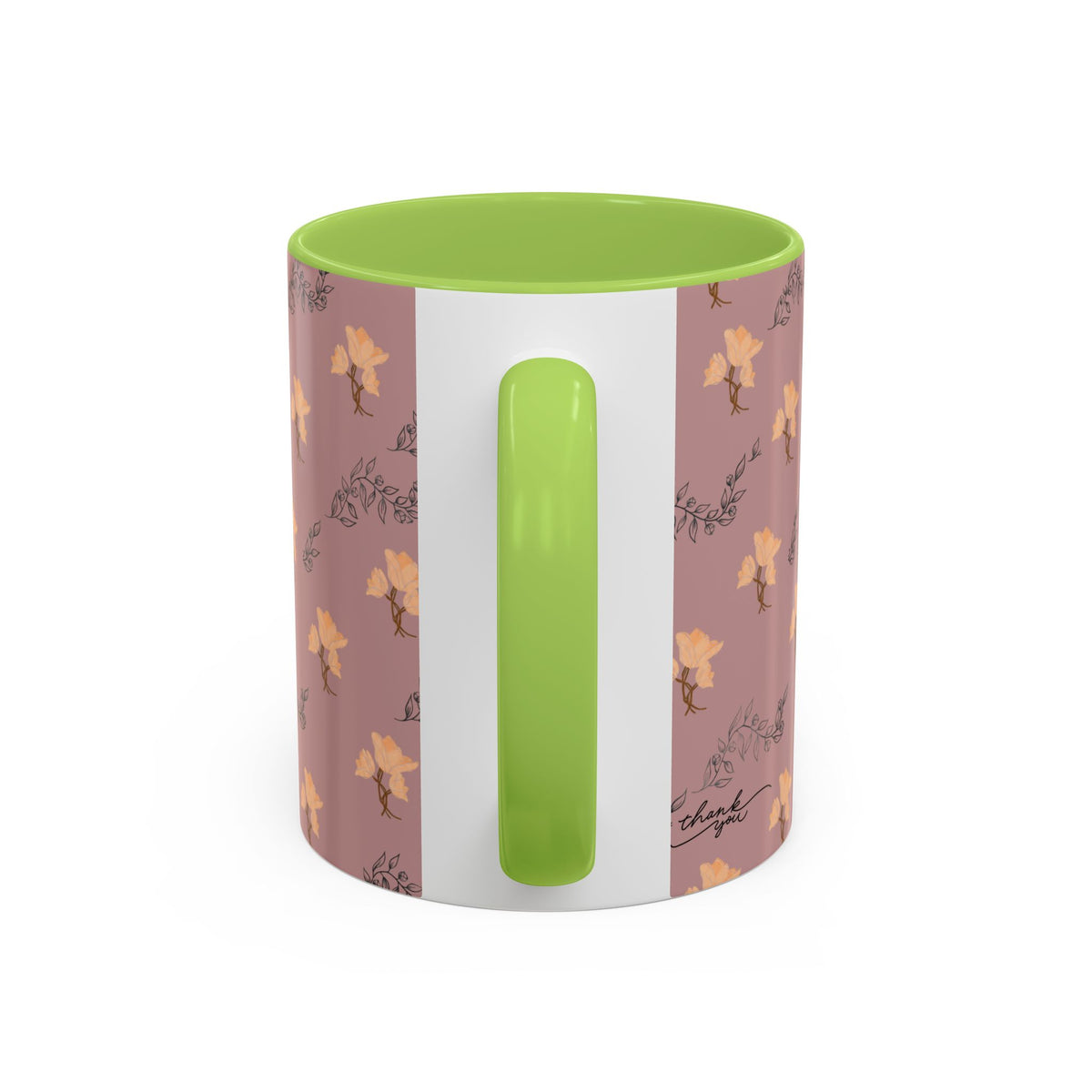 Pink Floral Accent Coffee Mug — Retro Bloom Pattern (11/15oz)