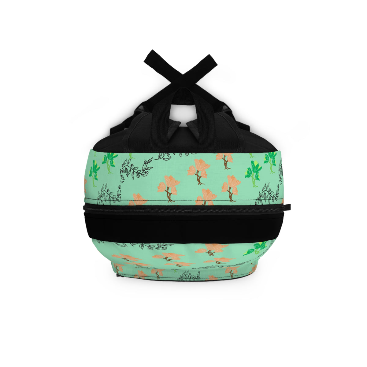 Mint Floral Plaid Backpack — Pastel Green Flower Pattern School Bag