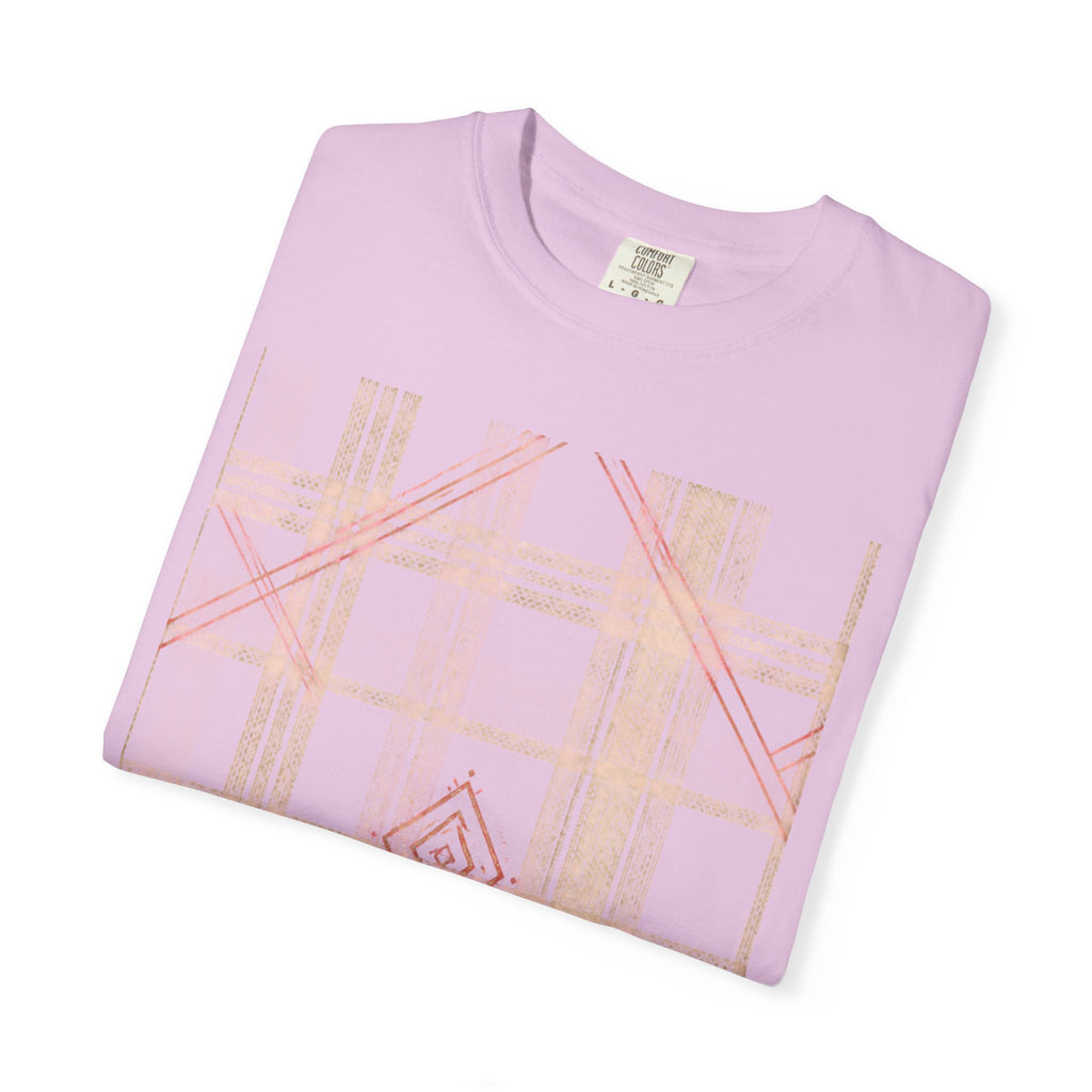 Plaid Canvas Graphic T-Shirt — Subtle Peach & Beige Geometric Plaid