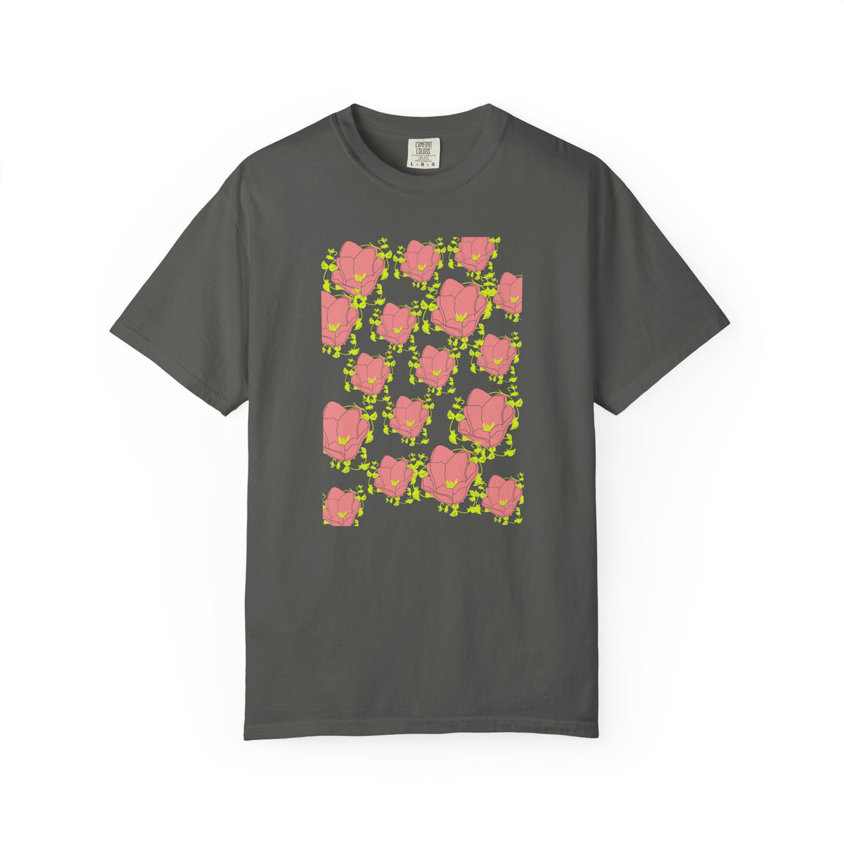 Floral Pop Pattern T-Shirt — Pink Poppy Repeat Graphic Tee