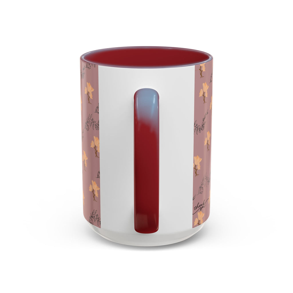 Pink Floral Accent Coffee Mug — Retro Bloom Pattern (11/15oz)