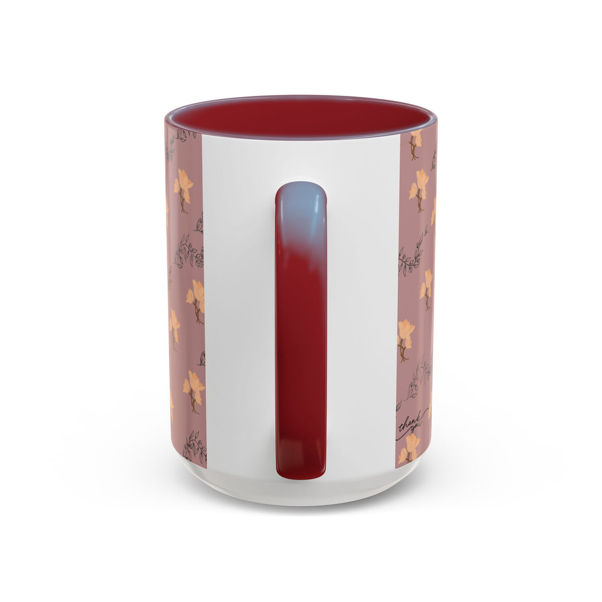 Pink Floral Accent Coffee Mug — Retro Bloom Pattern (11/15oz)