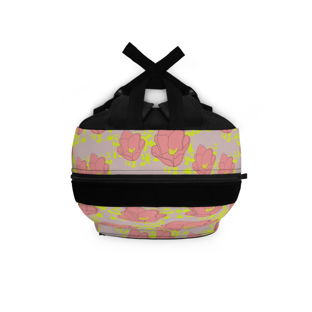 Floral 'Thank You' Backpack – Pink Tulip Pattern, Cute Spring Daypack