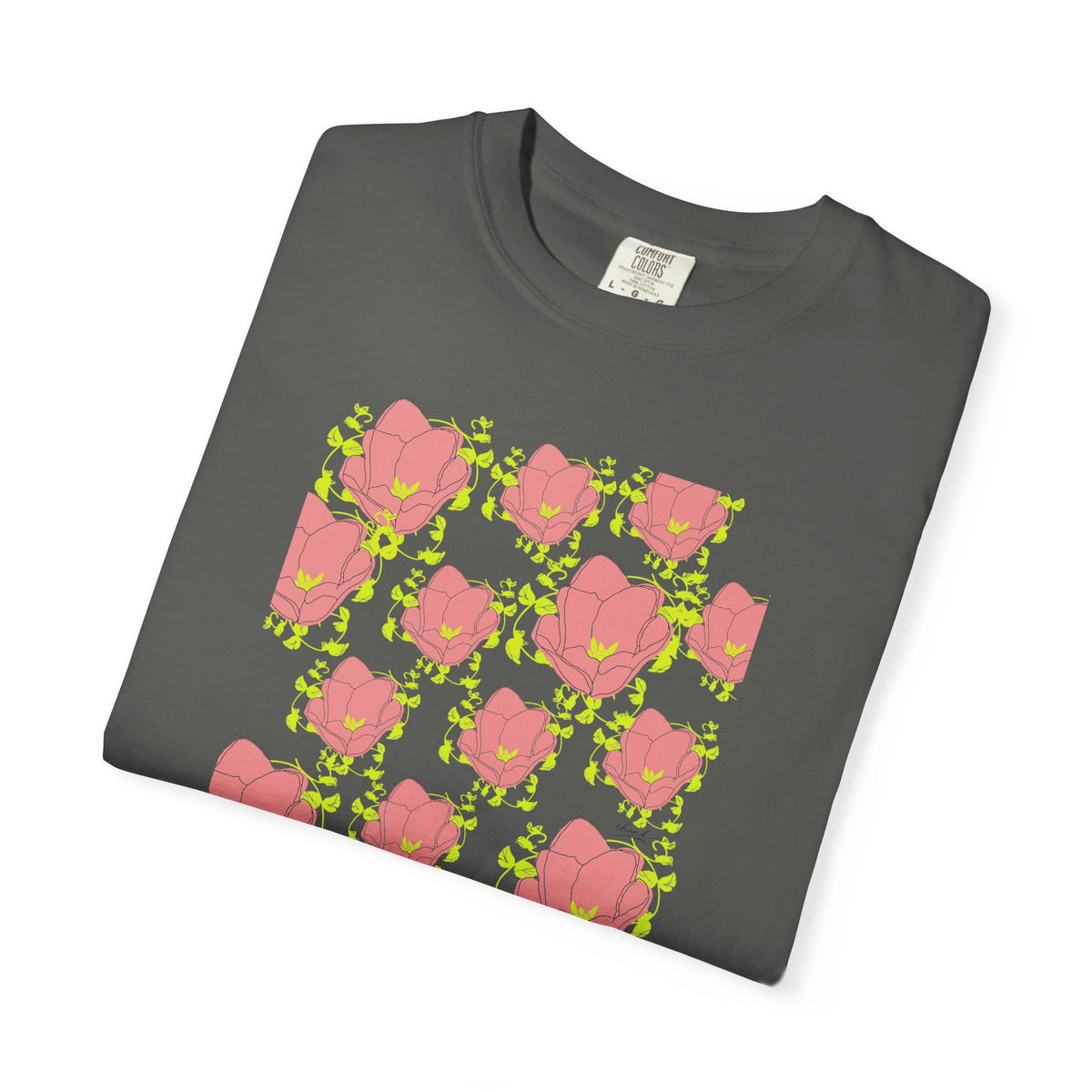 Floral Pop Pattern T-Shirt — Pink Poppy Repeat Graphic Tee