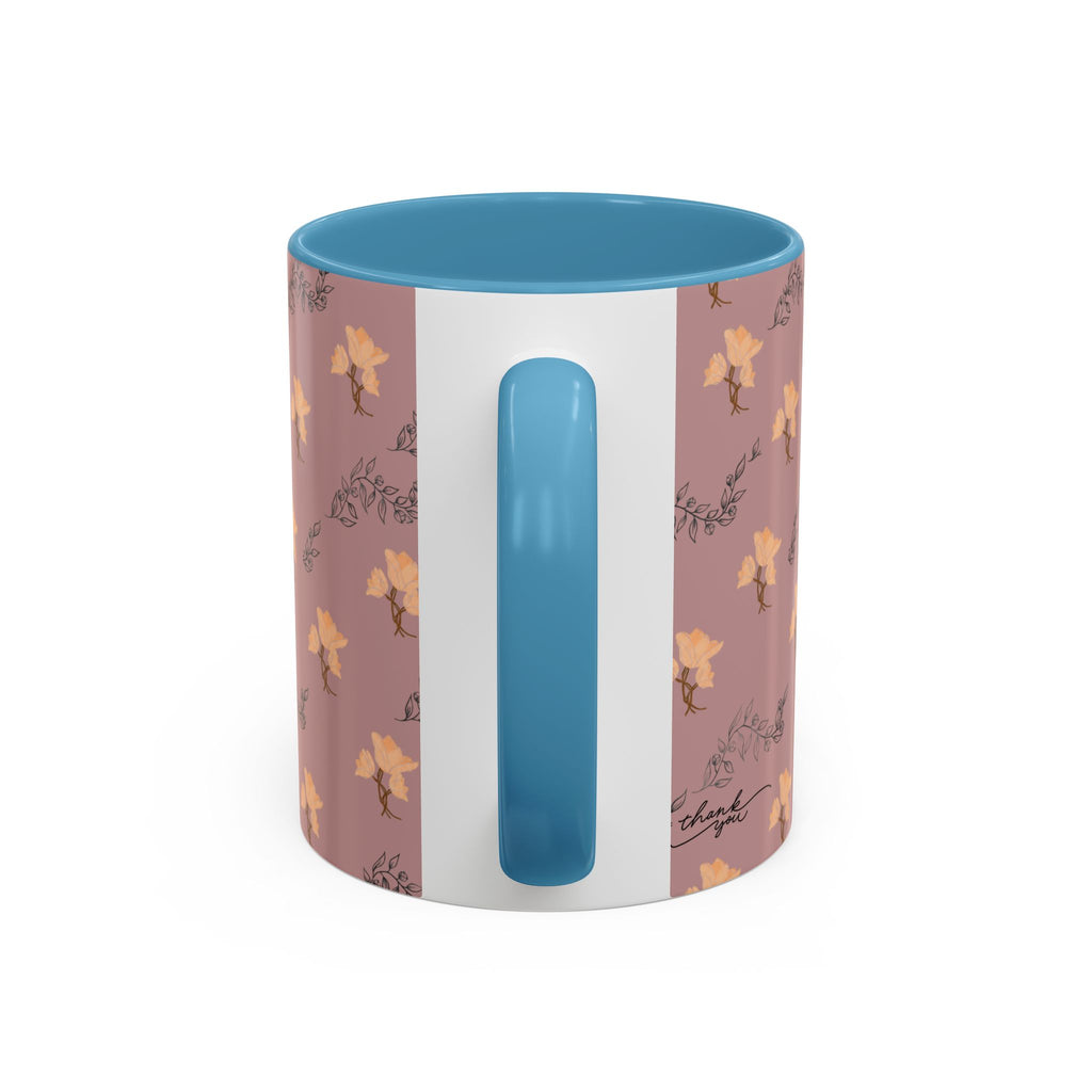 Pink Floral Accent Coffee Mug — Retro Bloom Pattern (11/15oz)