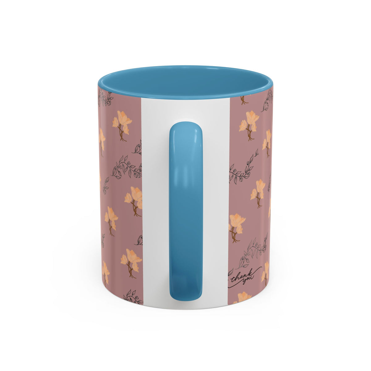 Pink Floral Accent Coffee Mug — Retro Bloom Pattern (11/15oz)