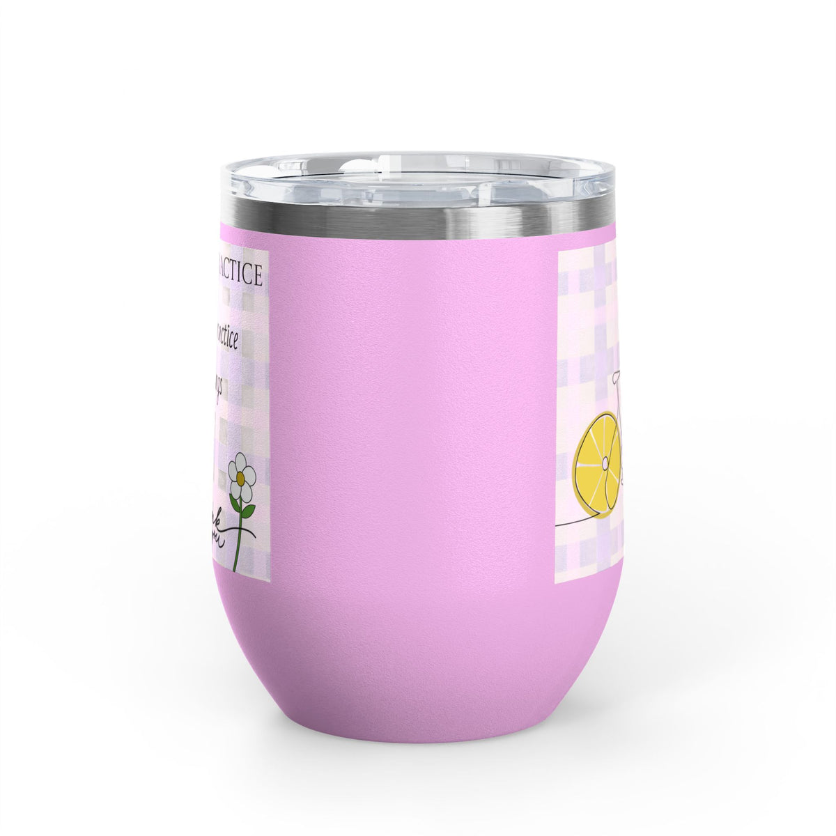 Gratitude Practice Wine Tumbler — 12oz Insulated Stainless Steel Cup ("Gratitude is a practice, name 3 good things everyday")