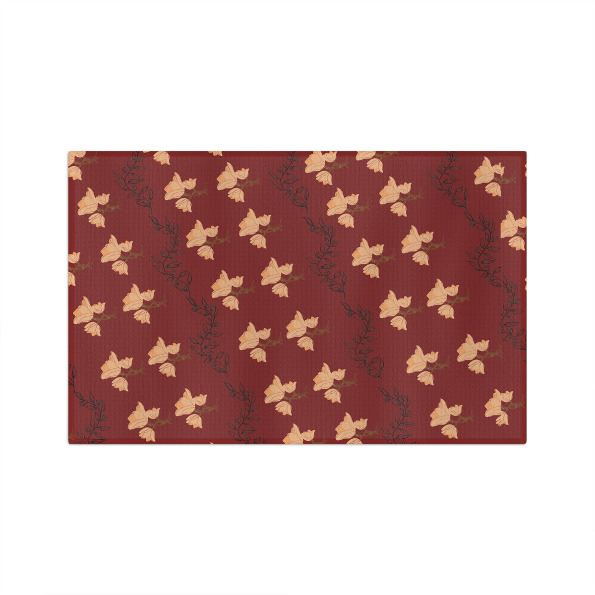 Autumn Leaves Microfiber Tea Towel — Burgundy Fall Leaf Kitchen Towel