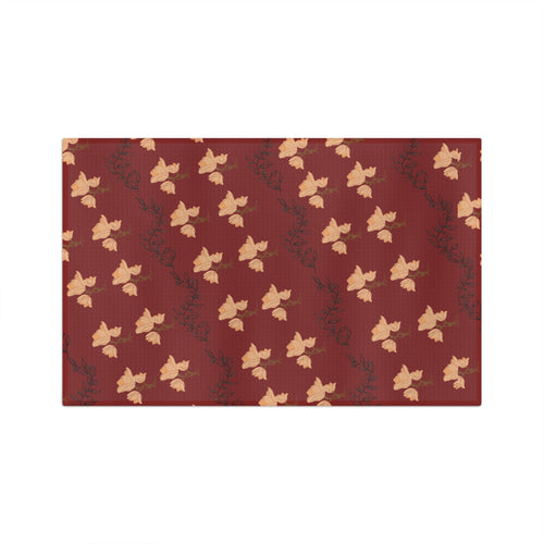 Autumn Leaves Microfiber Tea Towel — Burgundy Fall Leaf Kitchen Towel