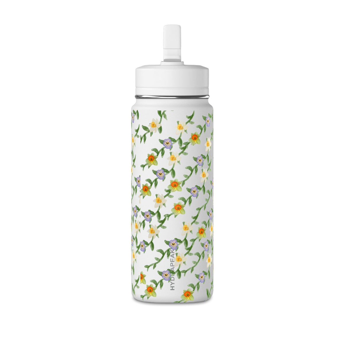 20oz Floral Water Bottle – Mini Straw Hydration Bottle with Dainty Yellow Blossoms