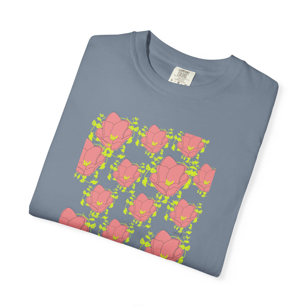 Floral Pop Pattern T-Shirt — Pink Poppy Repeat Graphic Tee