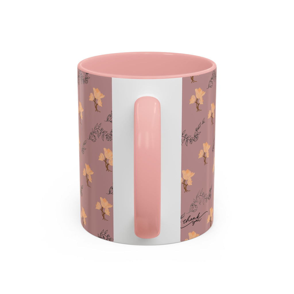 Pink Floral Accent Coffee Mug — Retro Bloom Pattern (11/15oz)