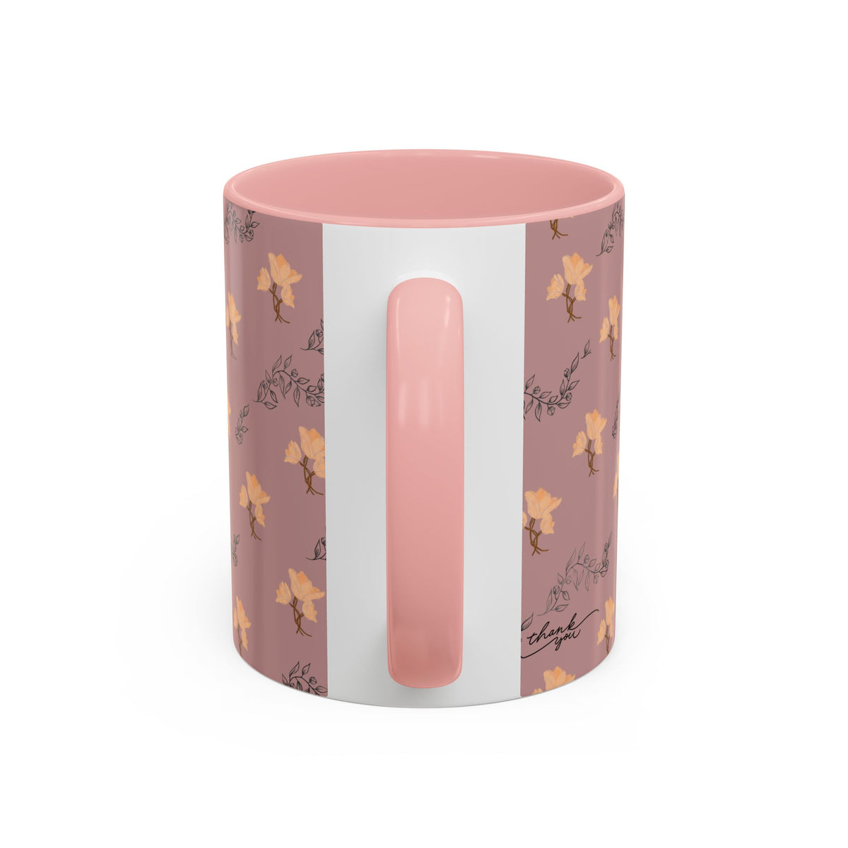 Pink Floral Accent Coffee Mug — Retro Bloom Pattern (11/15oz)