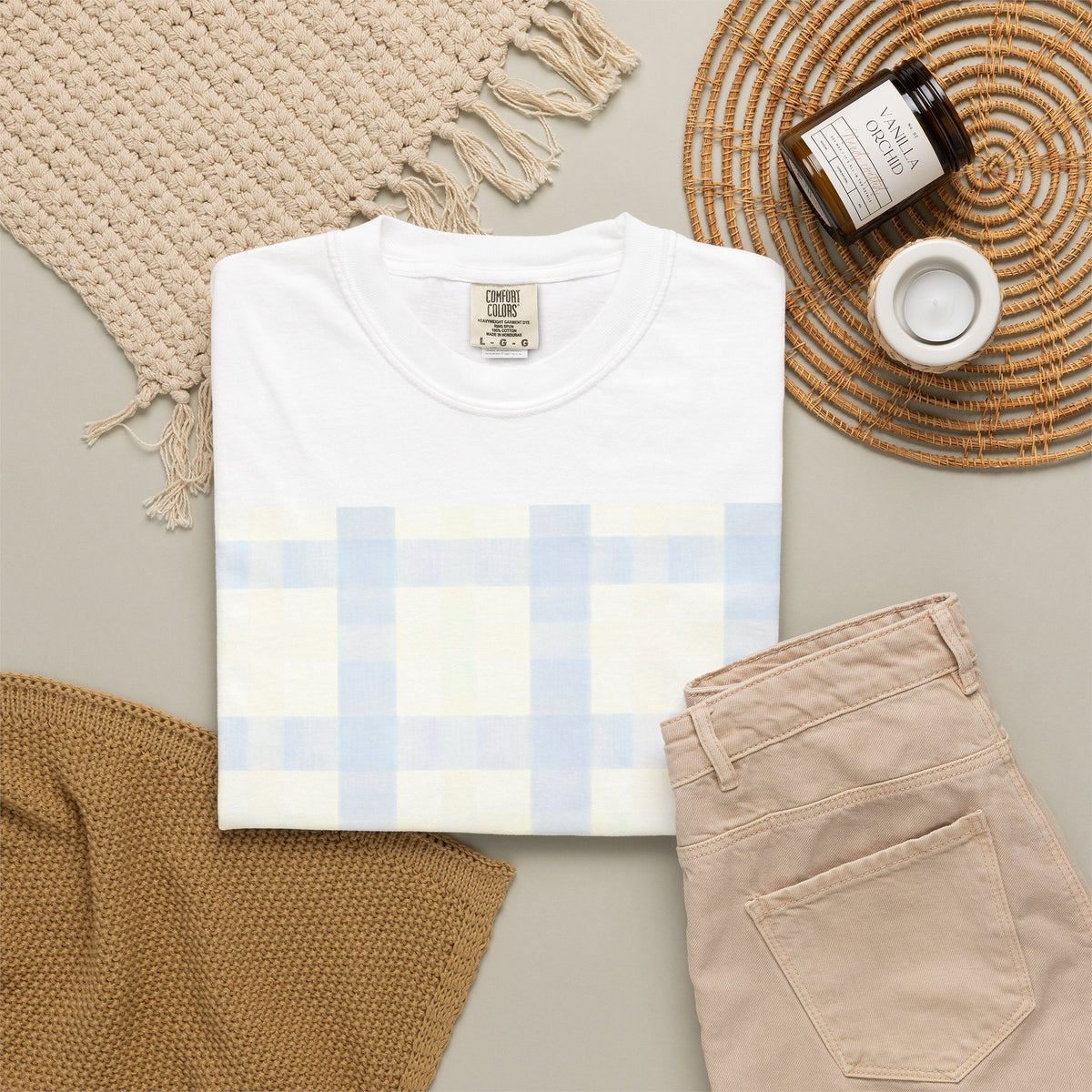 Gratitude Practice Tee — "thank you" Floral Plaid T-Shirt