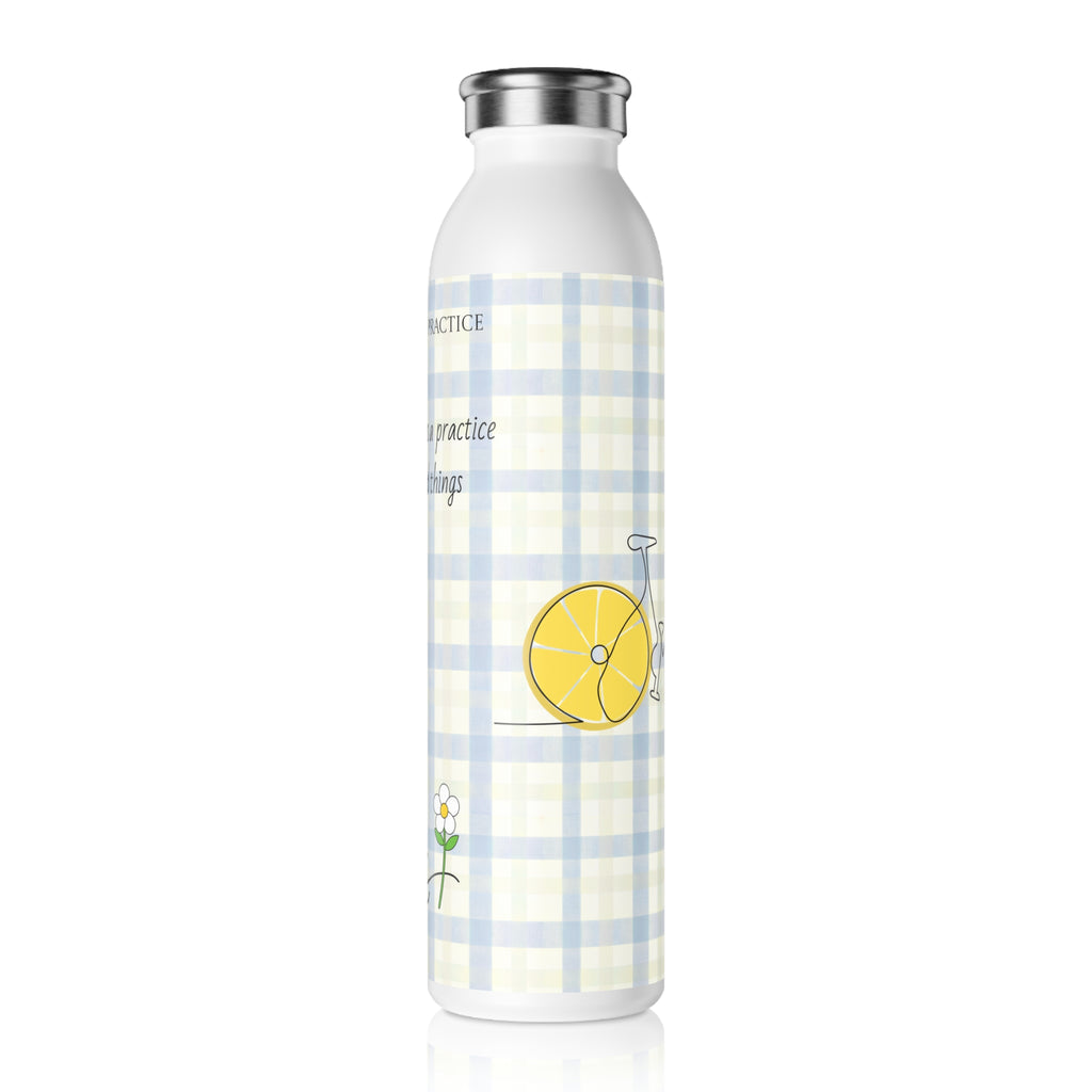 Slim Water Bottle — 'The Daily Practice: Gratitude' Plaid Stainless Bottle