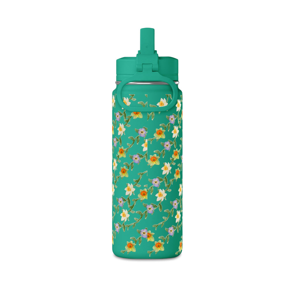 20oz Floral Water Bottle – Mini Straw Hydration Bottle with Dainty Yellow Blossoms