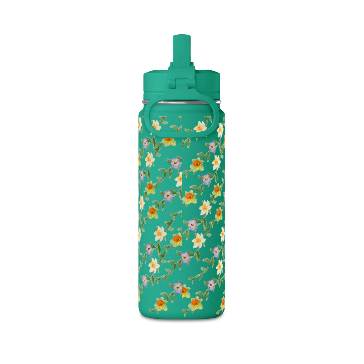 20oz Floral Water Bottle – Mini Straw Hydration Bottle with Dainty Yellow Blossoms