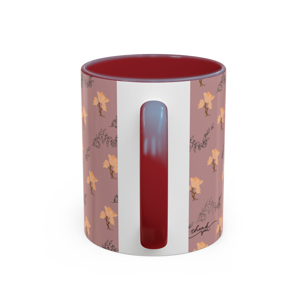 Pink Floral Accent Coffee Mug — Retro Bloom Pattern (11/15oz)