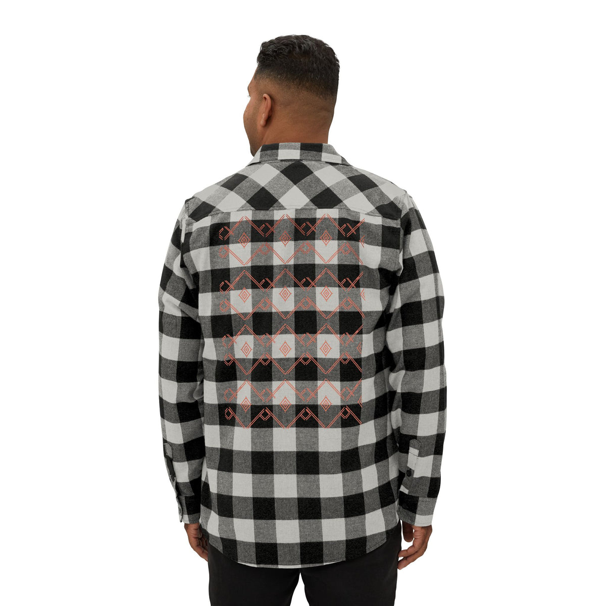 Plaid Flannel Shirt with Geometric Patchwork Back