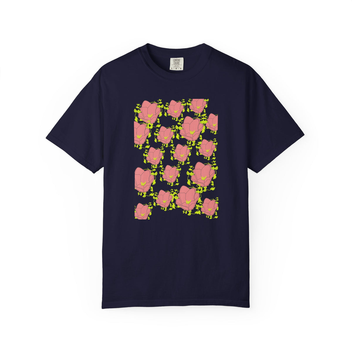 Floral Pop Pattern T-Shirt — Pink Poppy Repeat Graphic Tee
