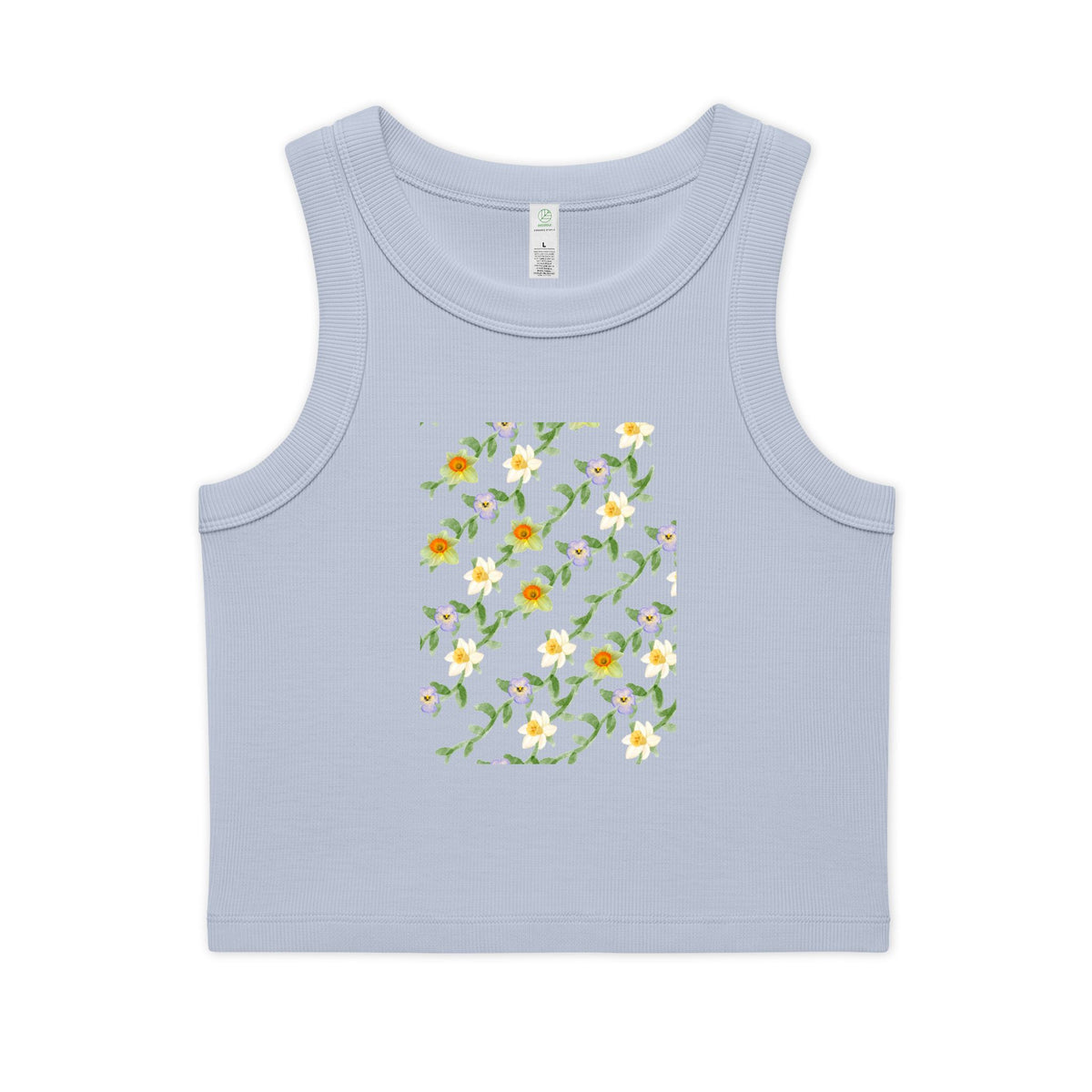 Floral Vine Crop Tank — Women's Organic Ribbed Tank Top