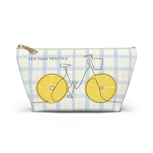 Accessory Pouch — Lemon Wheel Bicycle Design with 'The Daily Practice' & 'Thank You' Gratitude Message