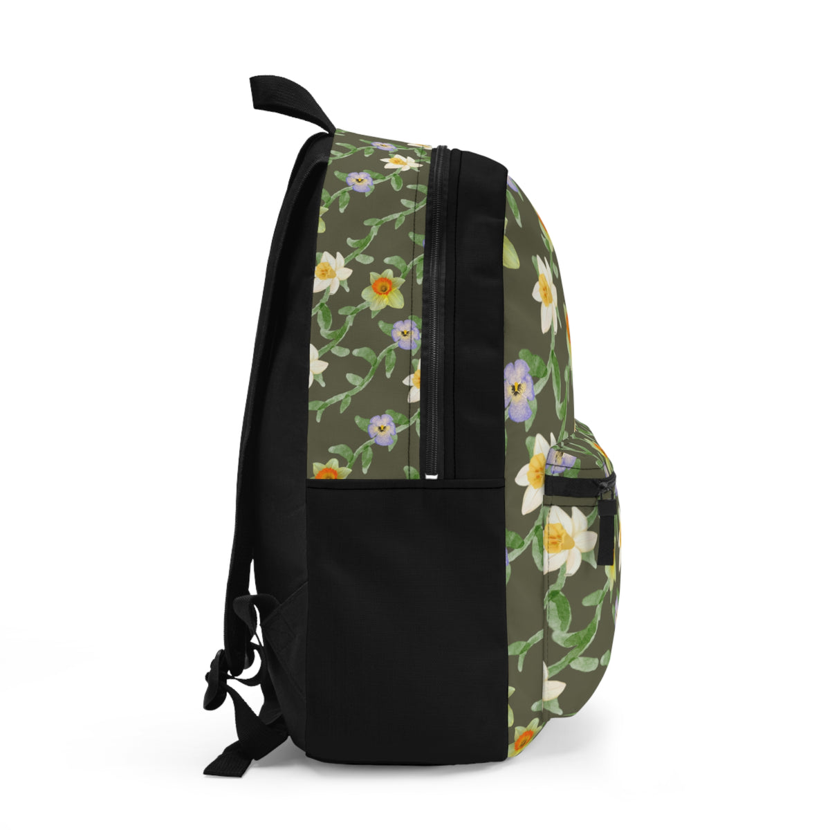 Floral Vine Backpack – Watercolor Daffodil & Pansy School Bag