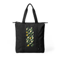 Tote Bag — Black Floral Nomad Carry-All Tote with Vertical Daisy & Marigold Print