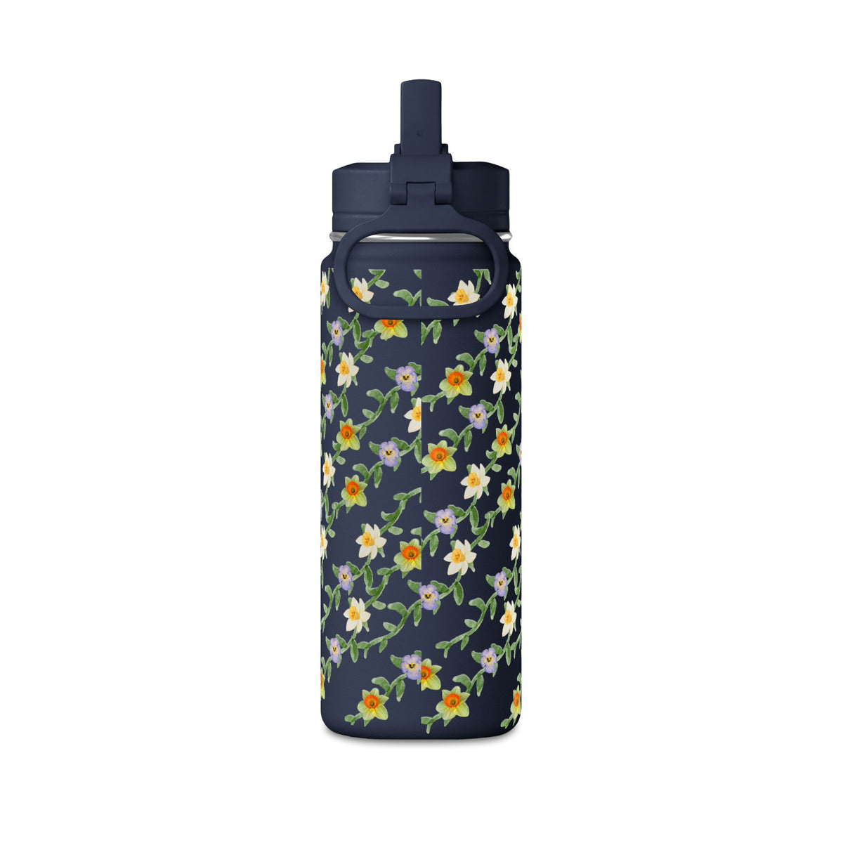 20oz Floral Water Bottle – Mini Straw Hydration Bottle with Dainty Yellow Blossoms