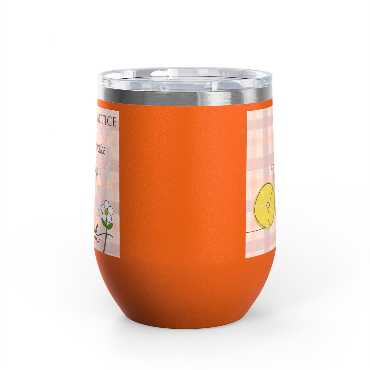Gratitude Practice Wine Tumbler — 12oz Insulated Stainless Steel Cup ("Gratitude is a practice, name 3 good things everyday")