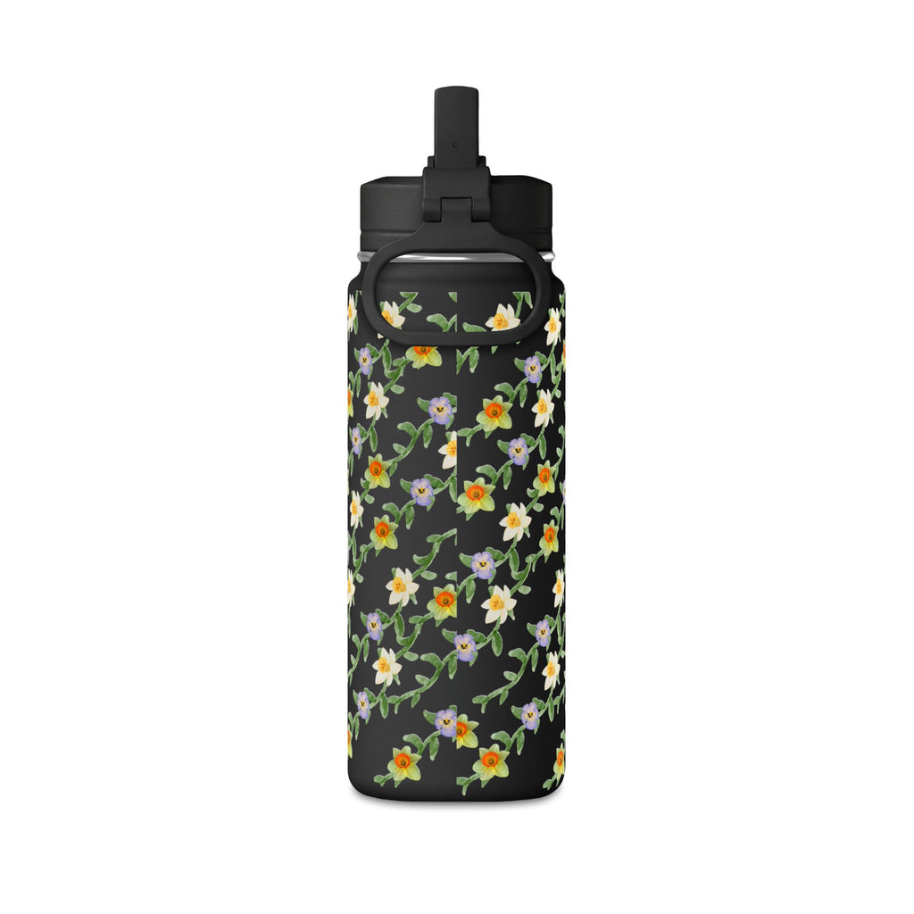 20oz Floral Water Bottle – Mini Straw Hydration Bottle with Dainty Yellow Blossoms