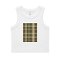 Plaid Square Crop Tank — Vintage Green Plaid Organic Ribbed Women's Tank