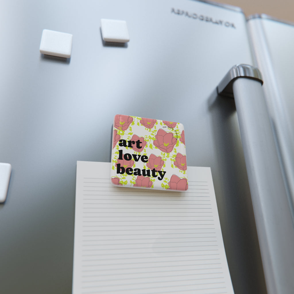 Art Love Beauty Porcelain Magnet — Floral Square Decorative Fridge Magnet