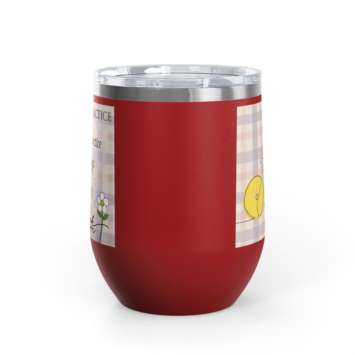 Gratitude Practice Wine Tumbler — 12oz Insulated Stainless Steel Cup ("Gratitude is a practice, name 3 good things everyday")