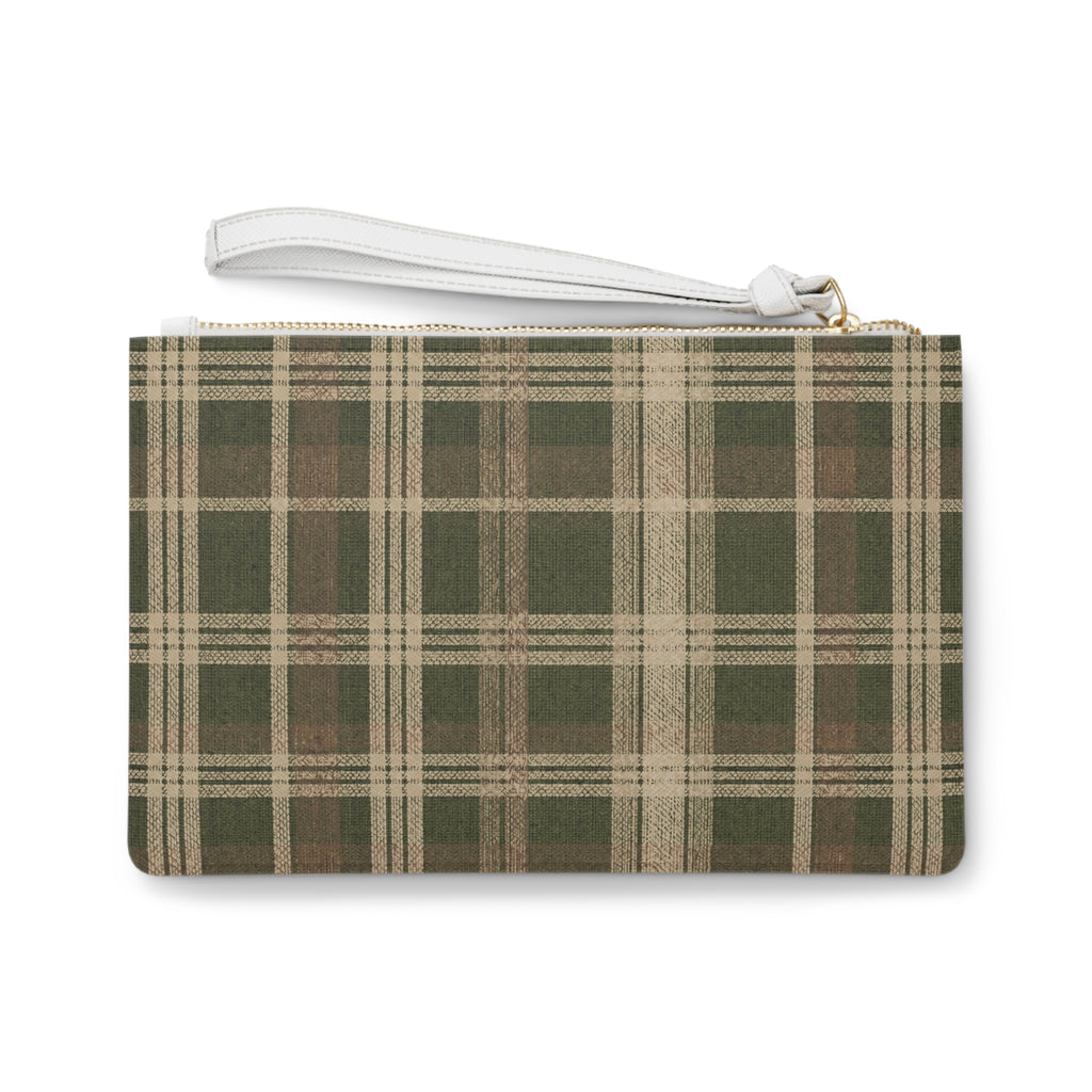Plaid Clutch Bag — Olive Green Tartan Wristlet for Fall & Everyday