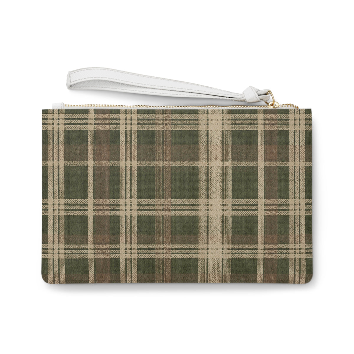 Plaid Clutch Bag — Olive Green Tartan Wristlet for Fall & Everyday