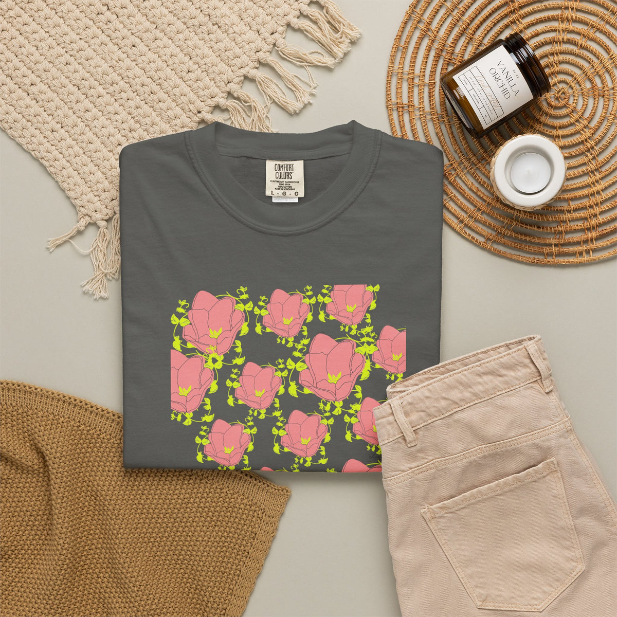Floral Pop Pattern T-Shirt — Pink Poppy Repeat Graphic Tee