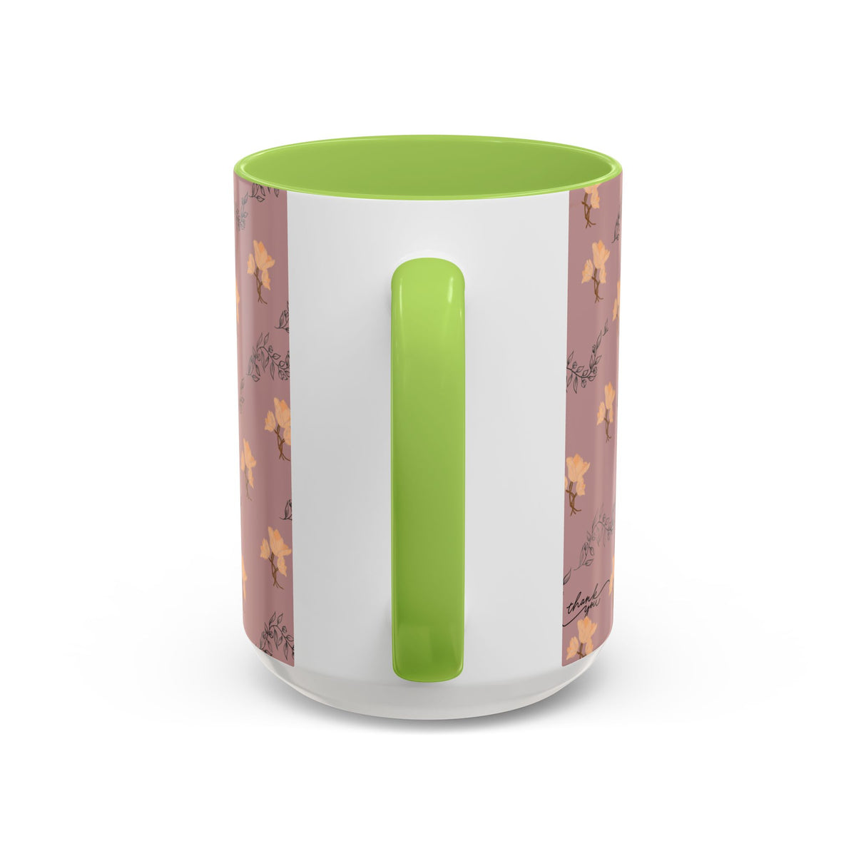 Pink Floral Accent Coffee Mug — Retro Bloom Pattern (11/15oz)