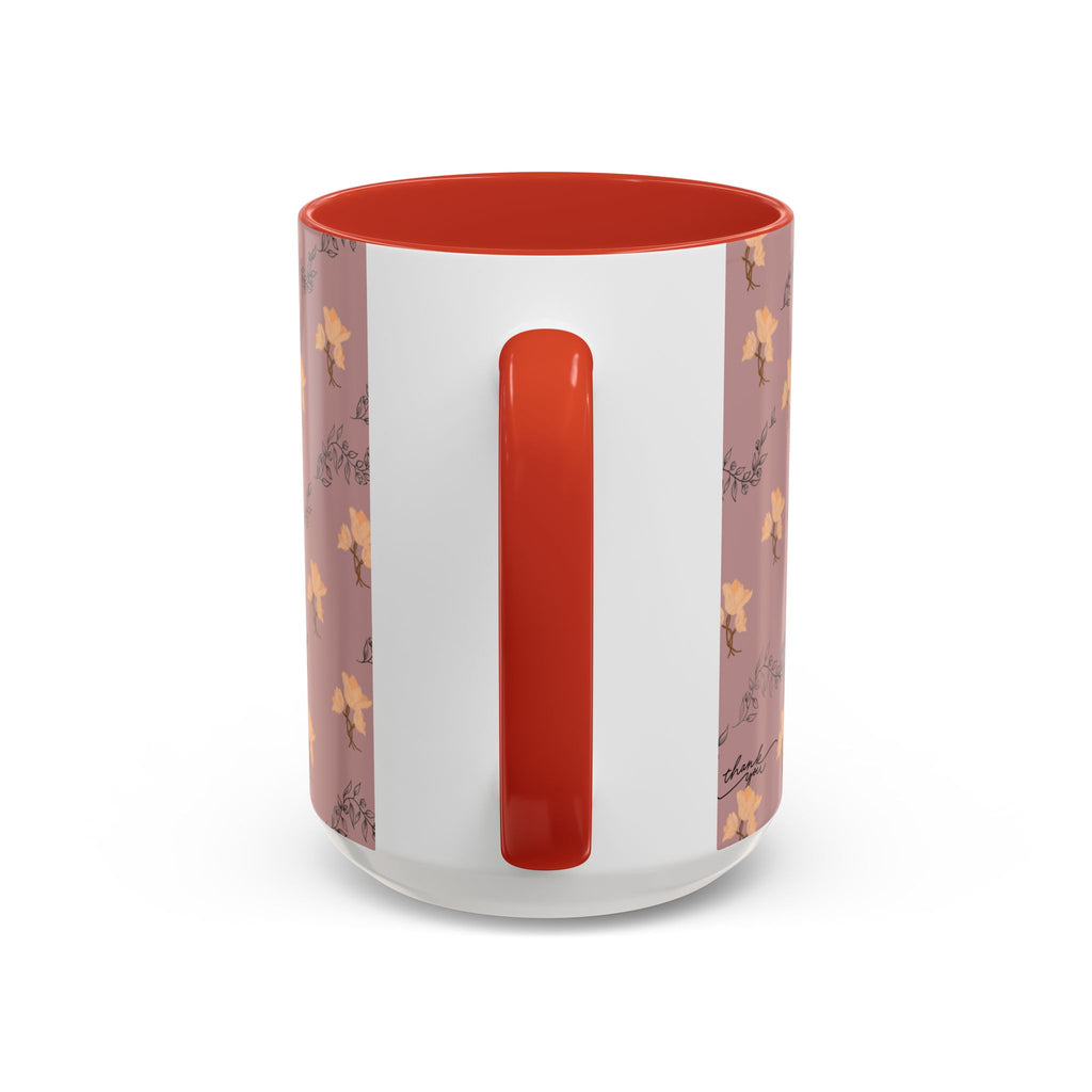 Pink Floral Accent Coffee Mug — Retro Bloom Pattern (11/15oz)