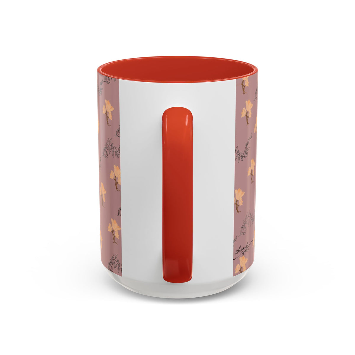 Pink Floral Accent Coffee Mug — Retro Bloom Pattern (11/15oz)