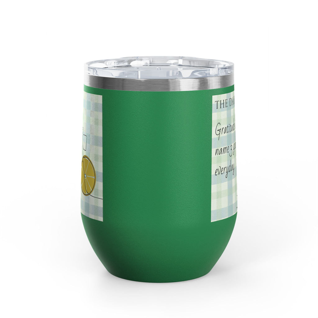 Gratitude Practice Wine Tumbler — 12oz Insulated Stainless Steel Cup ("Gratitude is a practice, name 3 good things everyday")