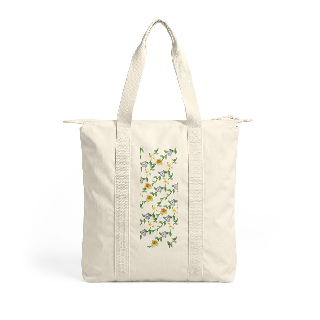 Tote Bag — Vertical Daffodil Floral Print Nomad Carry-All