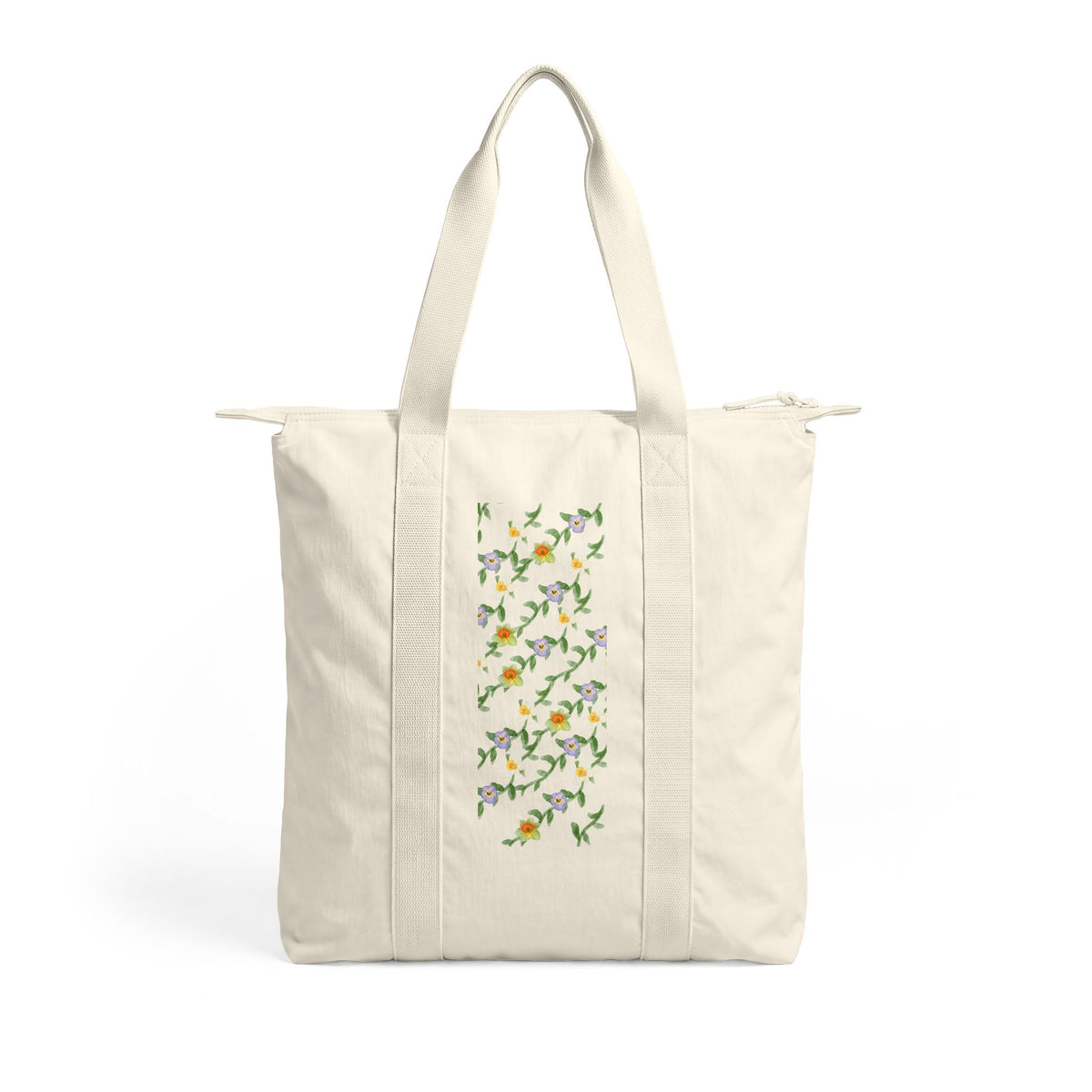 Tote Bag — Vertical Daffodil Floral Print Nomad Carry-All