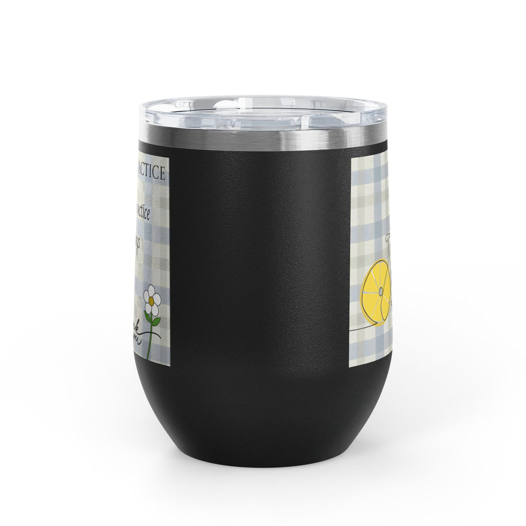 Gratitude Practice Wine Tumbler — 12oz Insulated Stainless Steel Cup ("Gratitude is a practice, name 3 good things everyday")