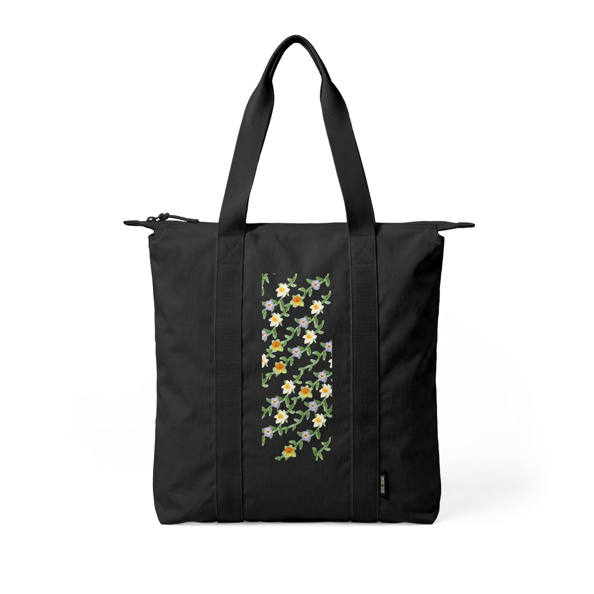 Tote Bag — Vertical Daffodil Floral Print Nomad Carry-All