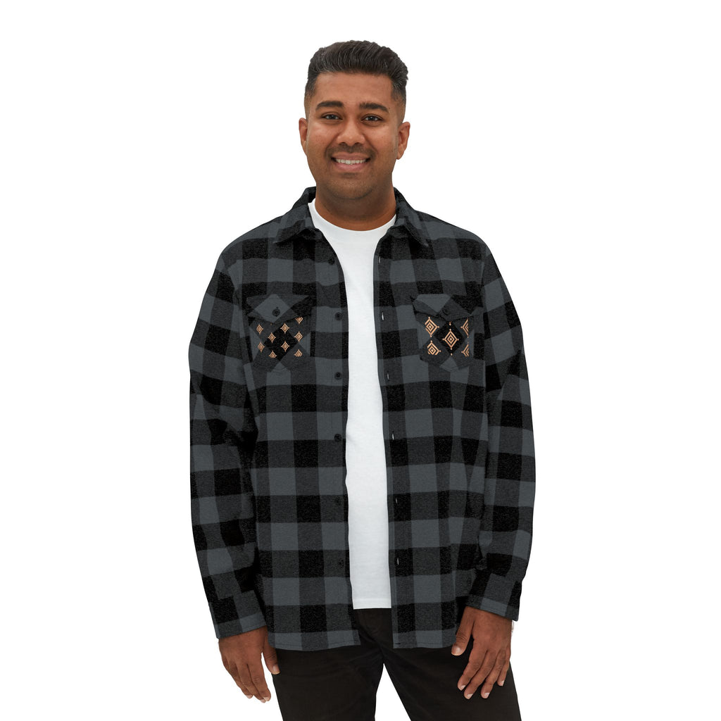 Plaid Flannel Shirt with Geometric Patchwork Back