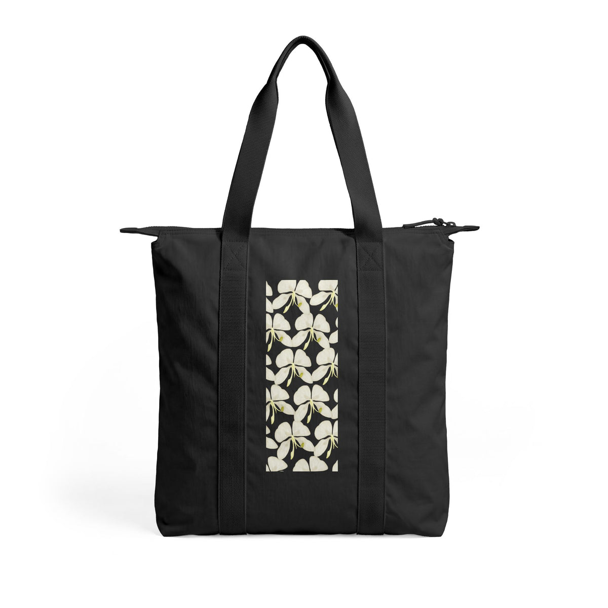 Tote — Black Floral Orchid Panel Nomad Carry-All Tote Bag